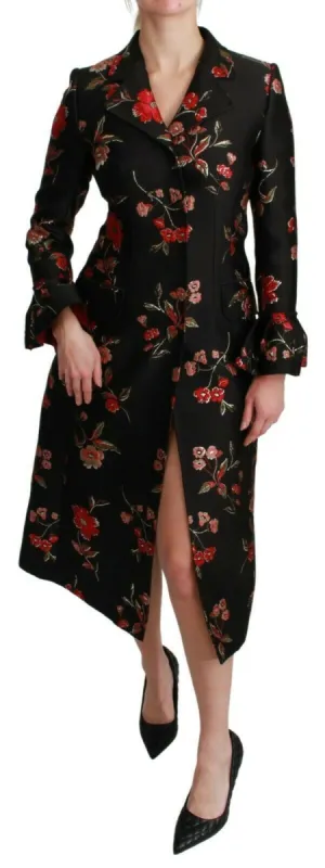 Elegant Floral Embroidered Trench Coat sold by Louxly