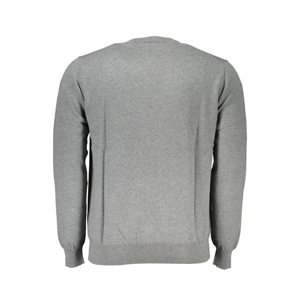 Chic Gray Crew Neck Cotton Blend Sweater sold by Louxly product image thumbnail 2