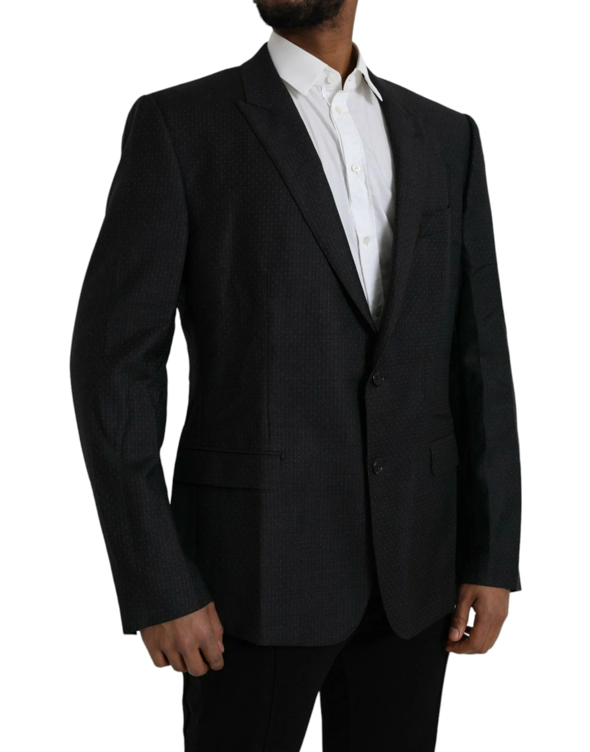 Black Wool MARTINI Single Breasted Coat Blazer sold by Louxly product image thumbnail 2