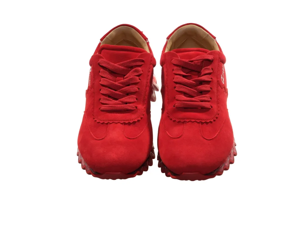 Loubishark Flat Red Suede Laceup Sneakers sold by Louxly