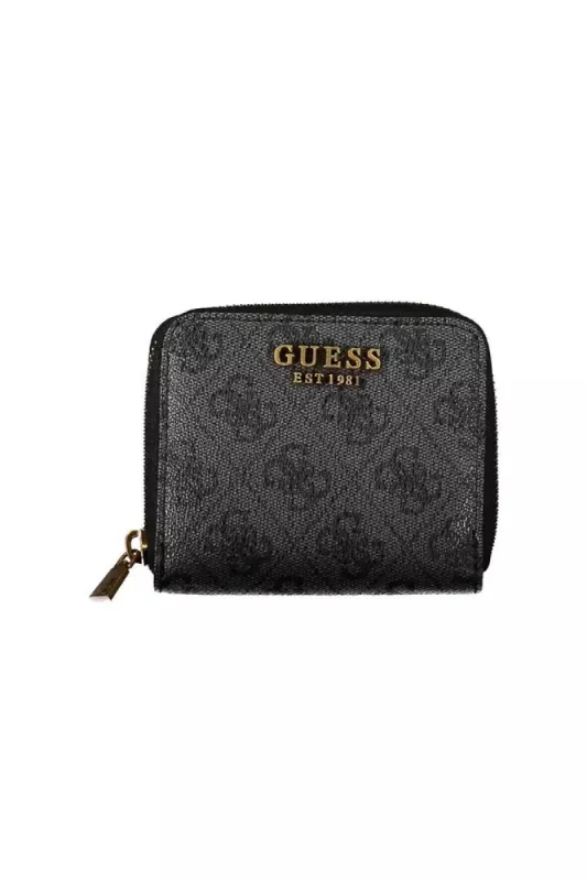 Elegant Black Polyethylene Wallet with Logo Detail sold by Louxly