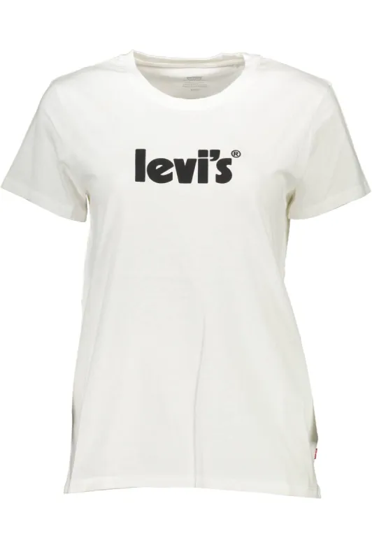 Elegant White Cotton Crew Neck Tee sold by Louxly