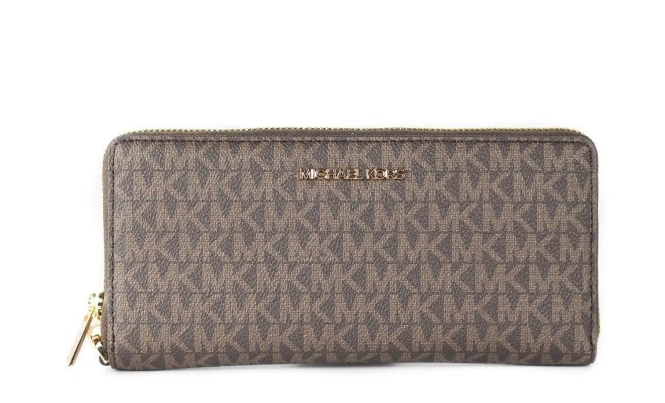 Jet Set Travel Large Brown Signature Continental Wristlet Wallet made by Michael Kors