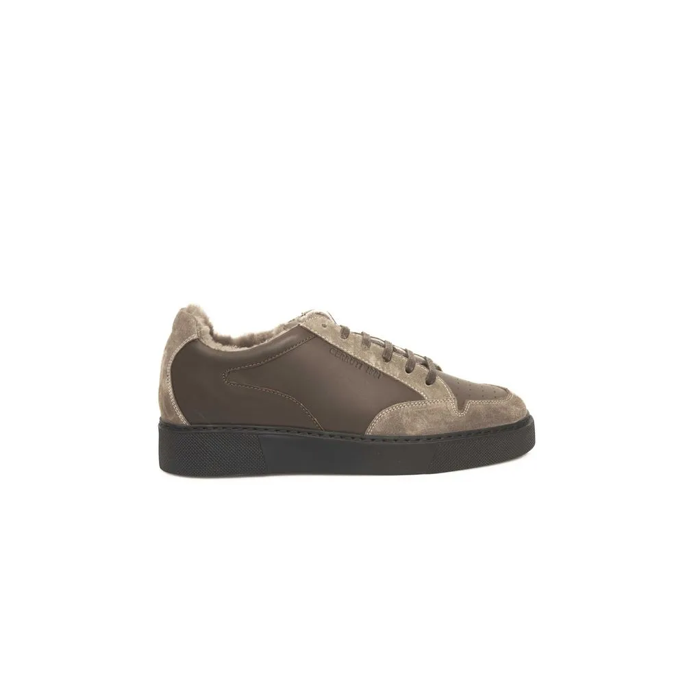 Beige Leather Men Sneaker sold by Louxly