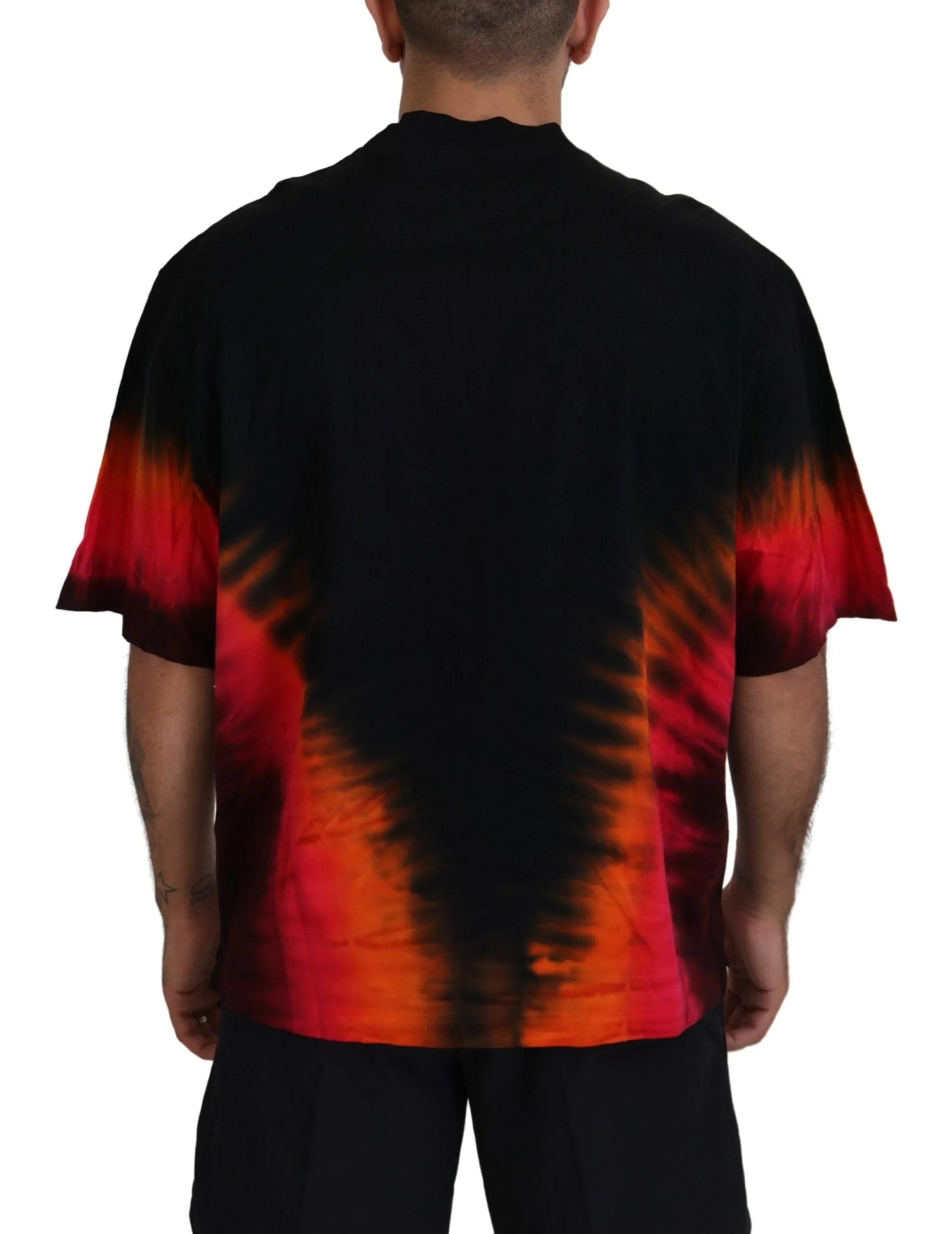 Black Orange Cotton Short Sleeves Crewneck T-shirt sold by Louxly product image thumbnail 3