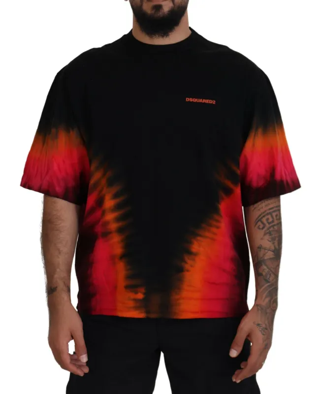 Black Orange Cotton Short Sleeves Crewneck T-shirt sold by Louxly