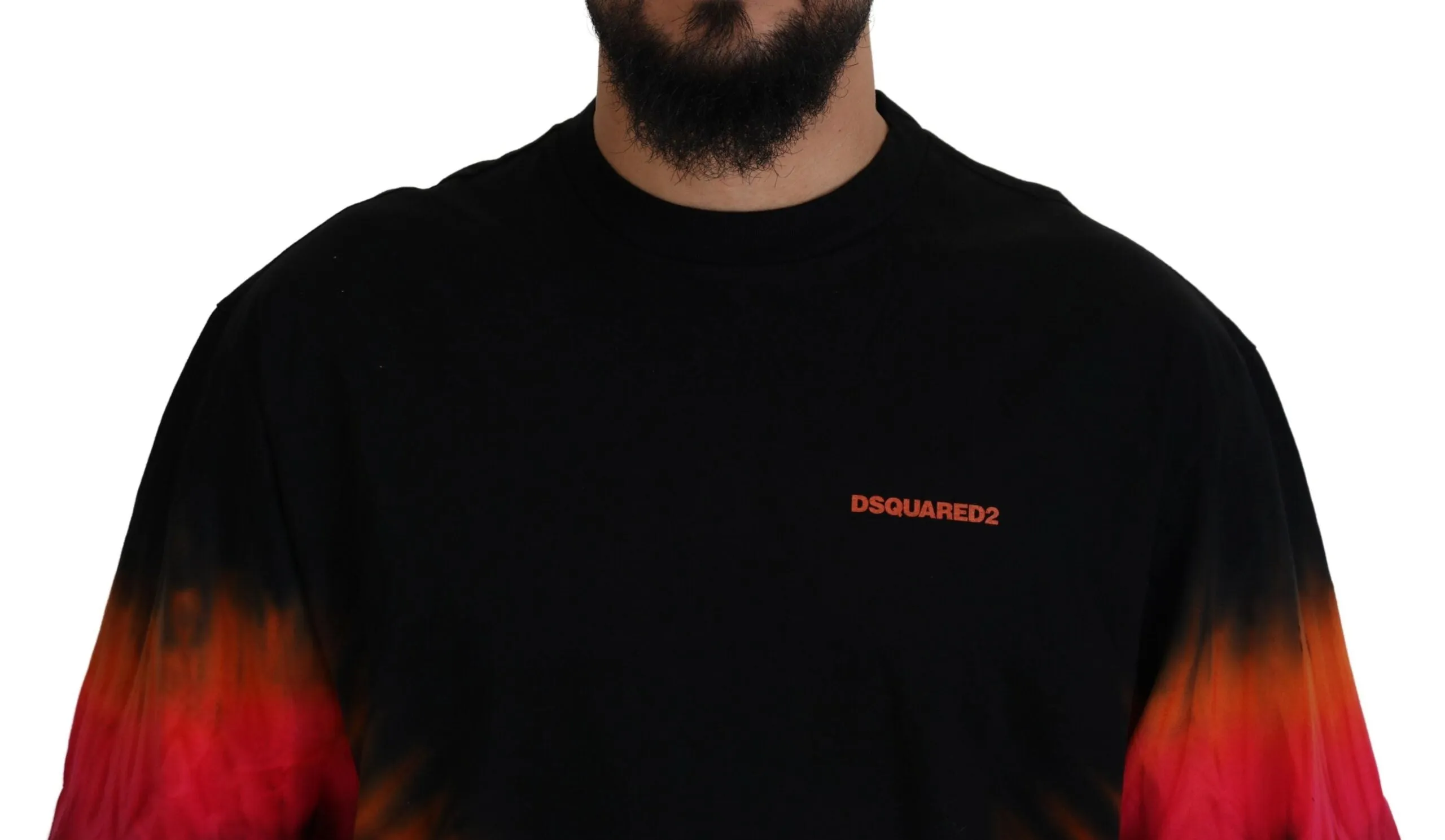 Black Orange Cotton Short Sleeves Crewneck T-shirt sold by Louxly product image thumbnail 4