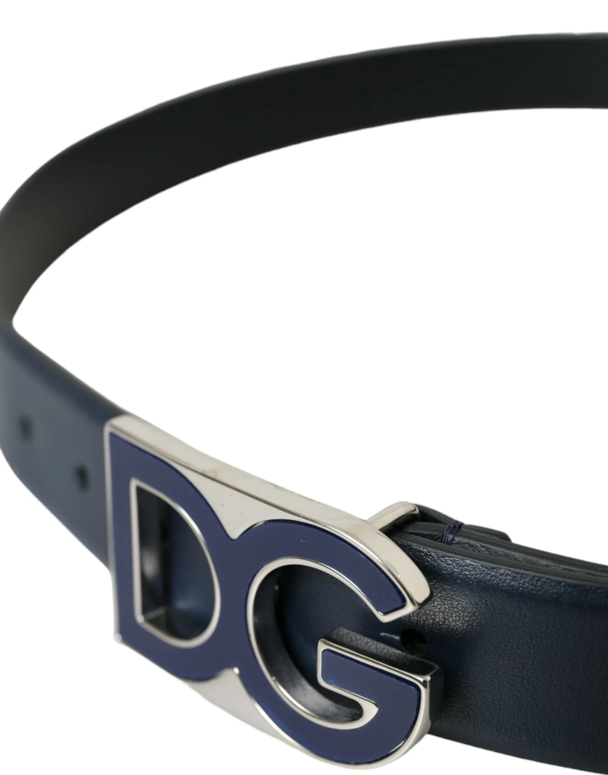 Blue Leather Metal Logo Buckle Belt Men sold by Louxly product image thumbnail 5