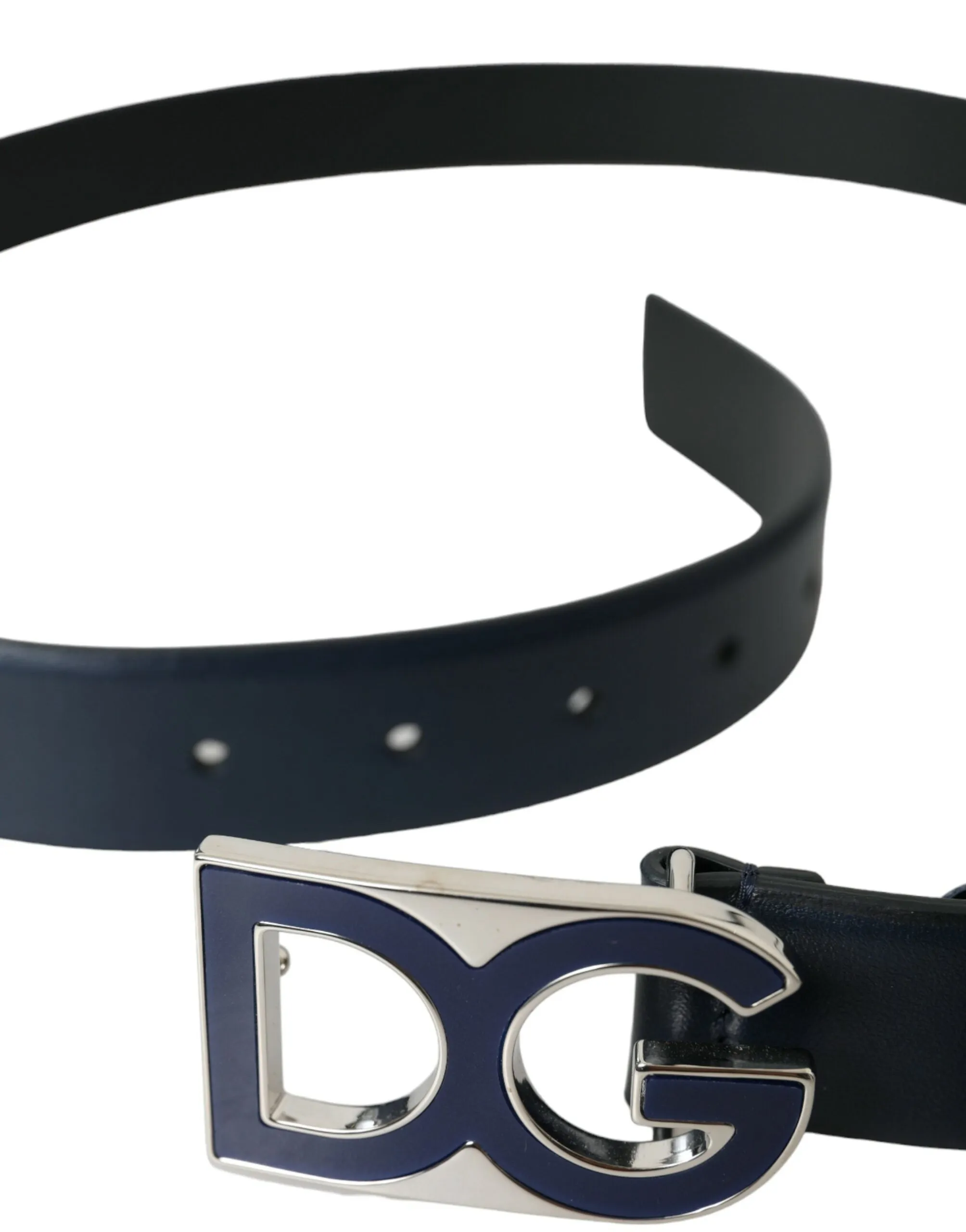 Blue Leather Metal Logo Buckle Belt Men sold by Louxly product image thumbnail 2