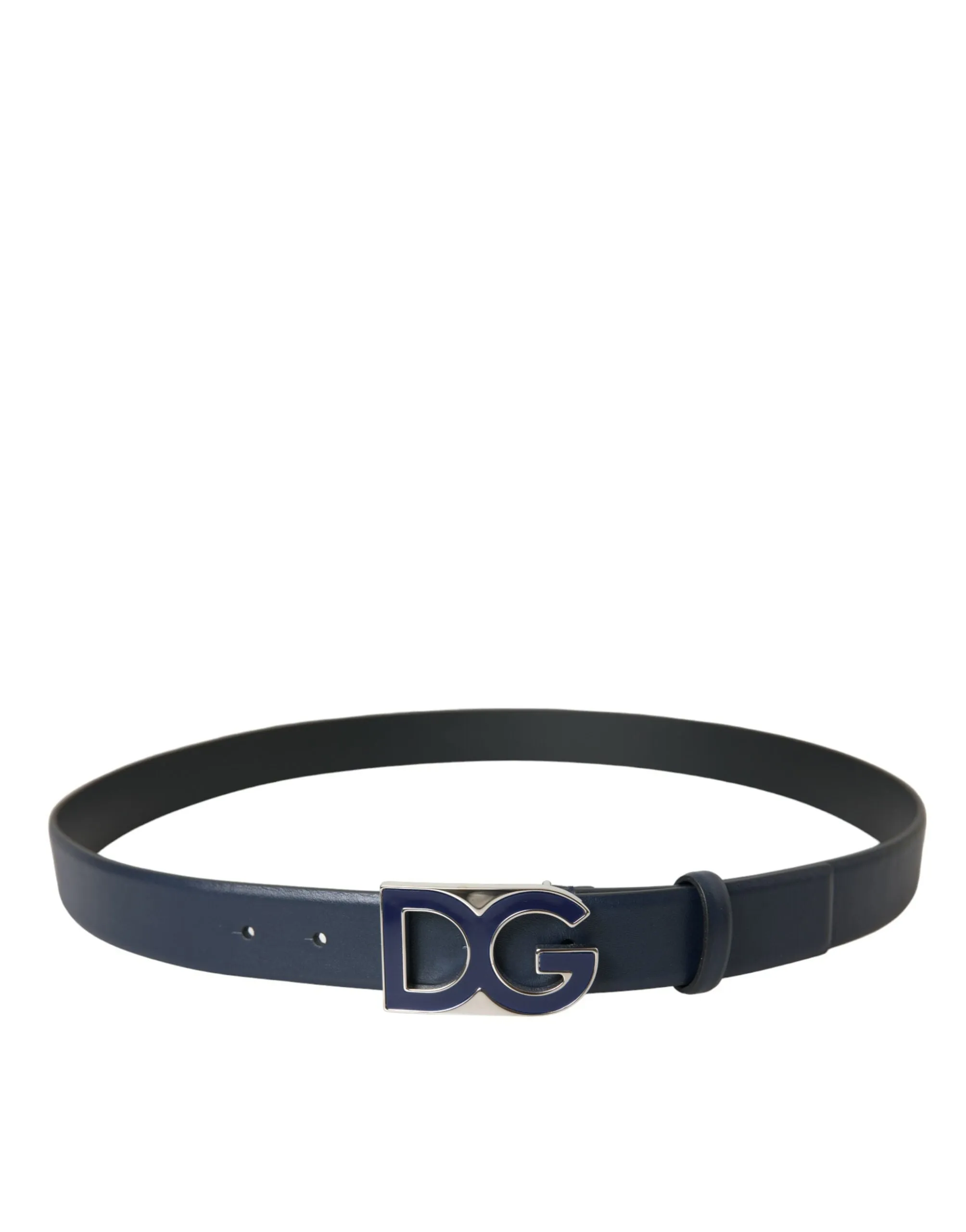 Blue Leather Metal Logo Buckle Belt Men sold by Louxly product image thumbnail 3