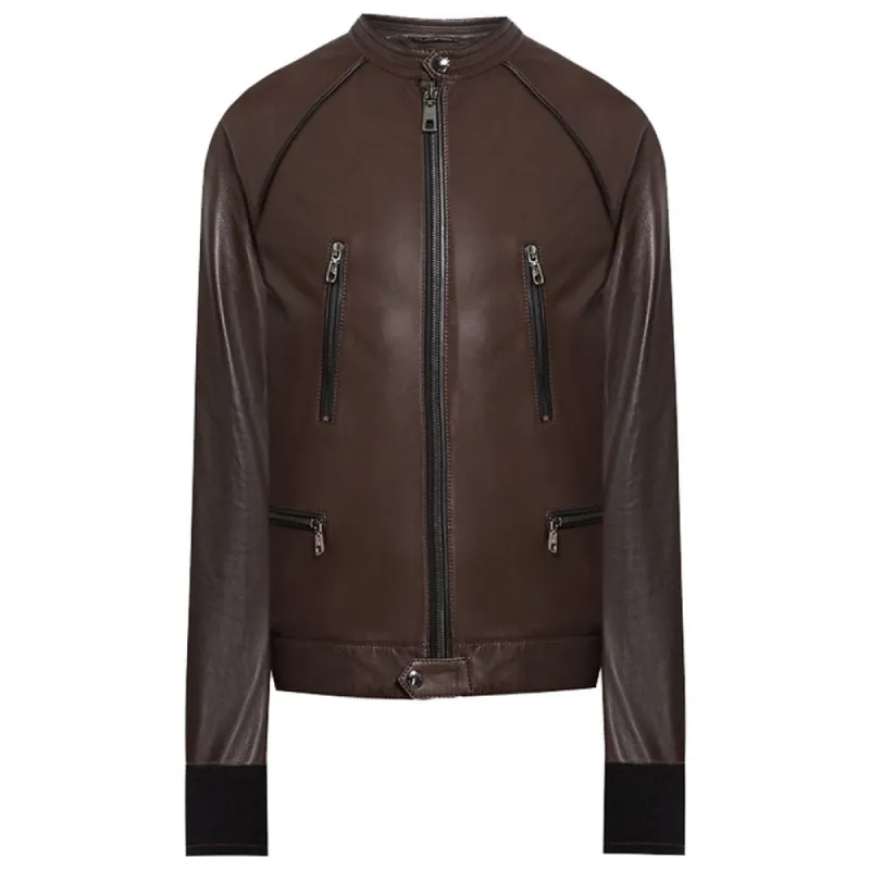 Brown Leather Di Lambskin Jacket sold by Louxly