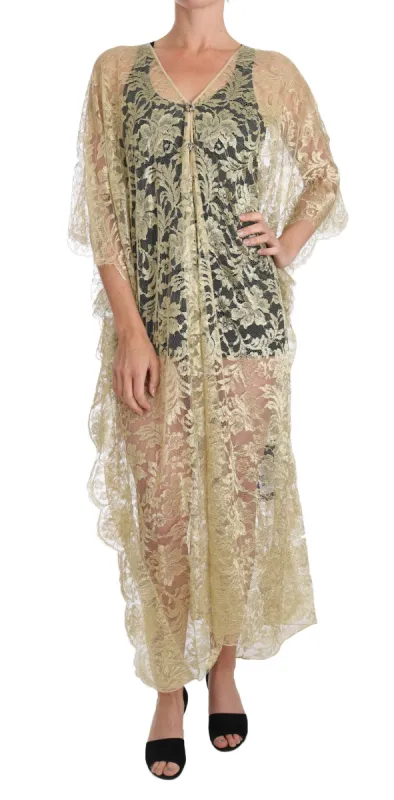Golden Floral Lace Kaftan Sundress sold by Louxly