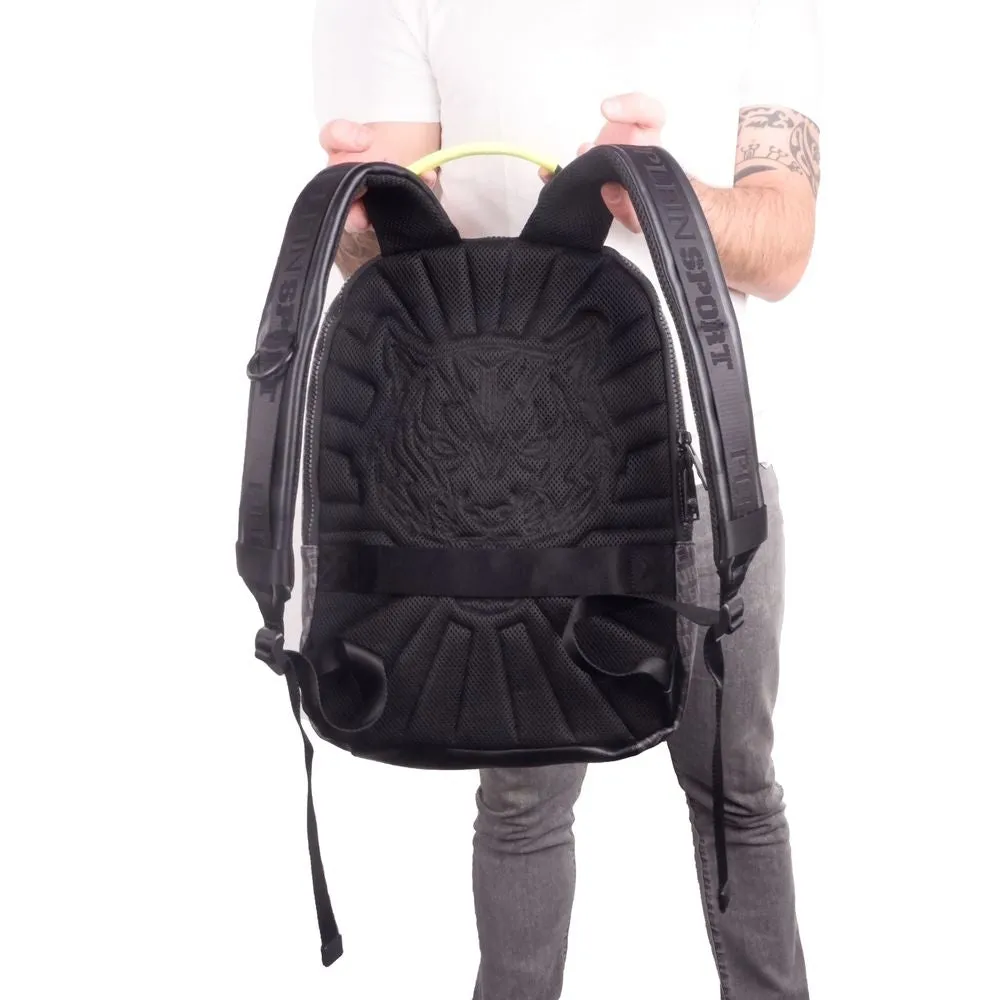 Sleek Black Eco-Leather Backpack with Logo Print sold by Louxly product image thumbnail 2