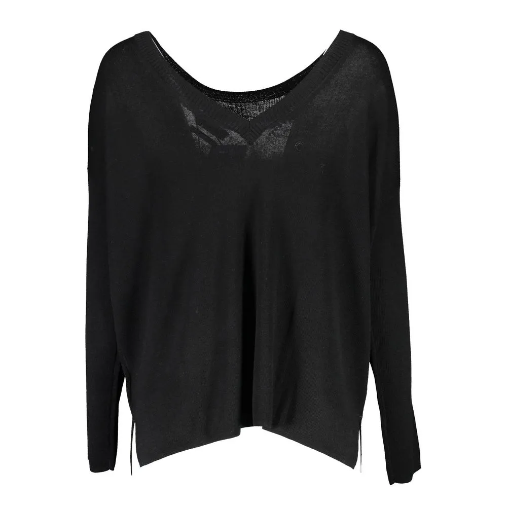 Elegant Black Wool Sweater with Round Neck sold by Louxly product image thumbnail 2