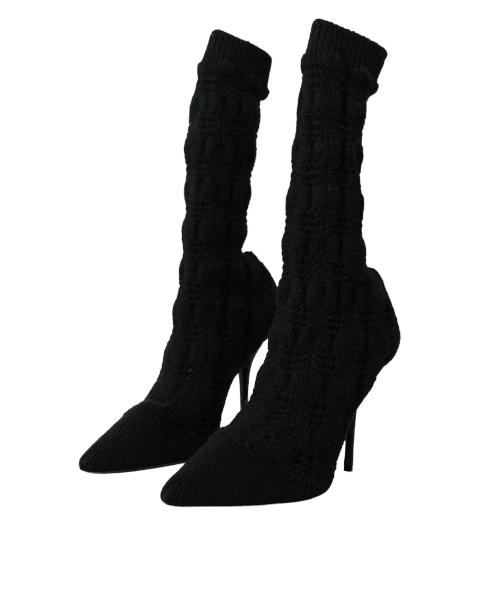 Black Stiletto Heels Mid Calf Boots Shoes sold by Louxly product image thumbnail 3