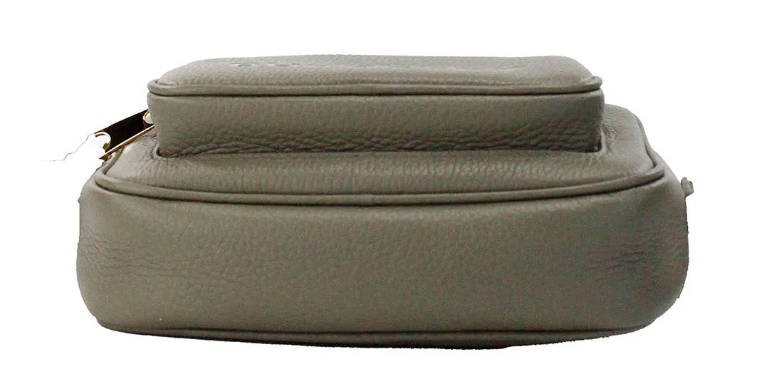 Small Branded Dark Fern Green Grainy Leather Camera Crossbody Bag sold by Louxly product image thumbnail 3