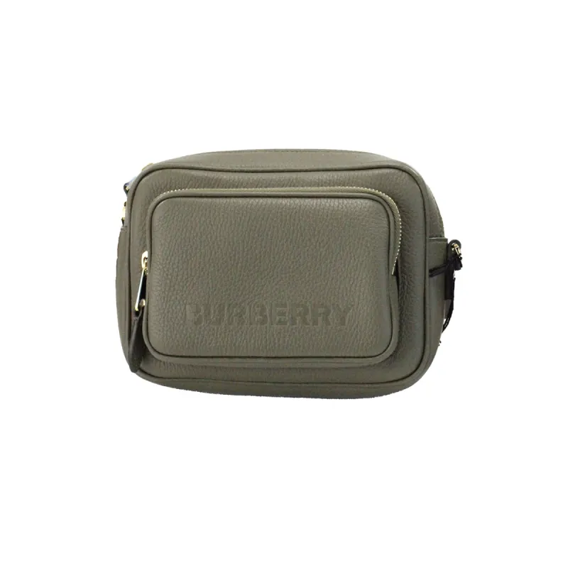 Small Branded Dark Fern Green Grainy Leather Camera Crossbody Bag sold by Louxly