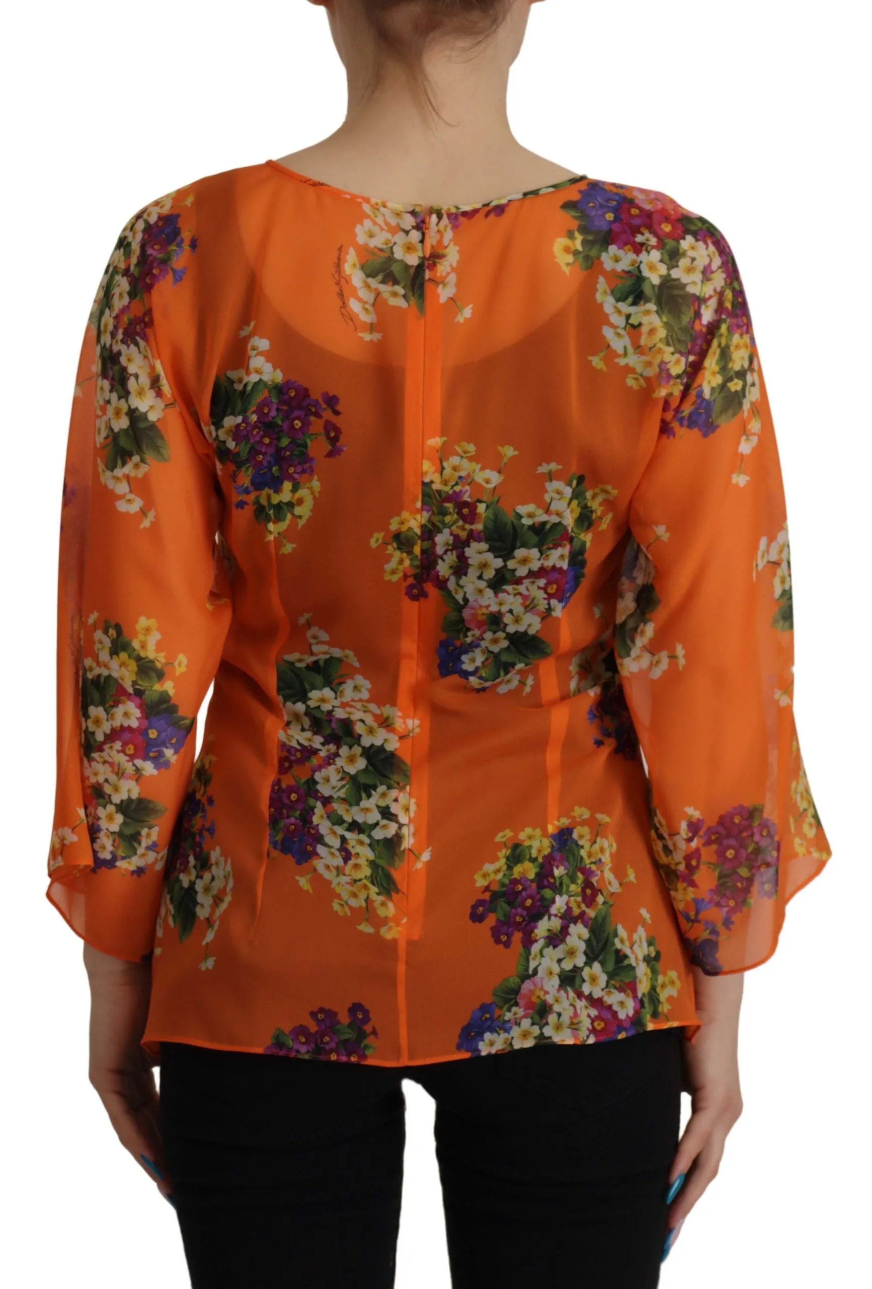 Elegant Floral Silk Blouse with Back Zipper sold by Louxly product image thumbnail 2