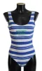 Riviera Chic Blue Striped One Piece Swimsuit sold by Louxly