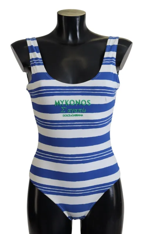 Riviera Chic Blue Striped One Piece Swimsuit sold by Louxly