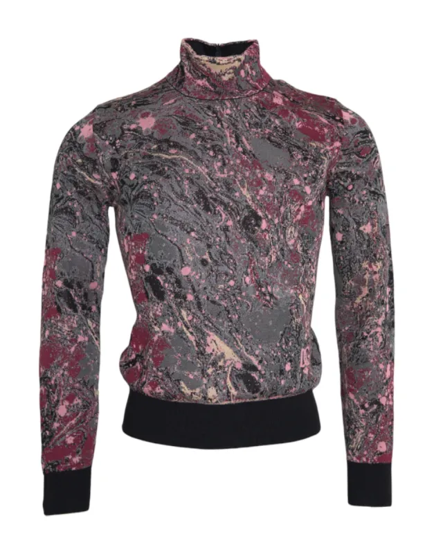 Multicolor Graphic Turtle Neck Men Sweater sold by Louxly