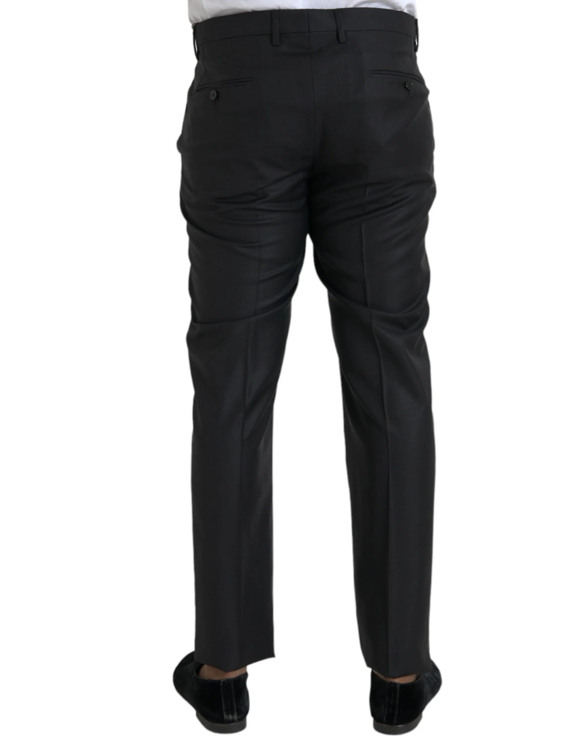 Black Wool Silk Skinny Dress Pants sold by Louxly product image thumbnail 3