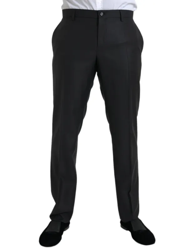 Black Wool Silk Skinny Dress Pants sold by Louxly