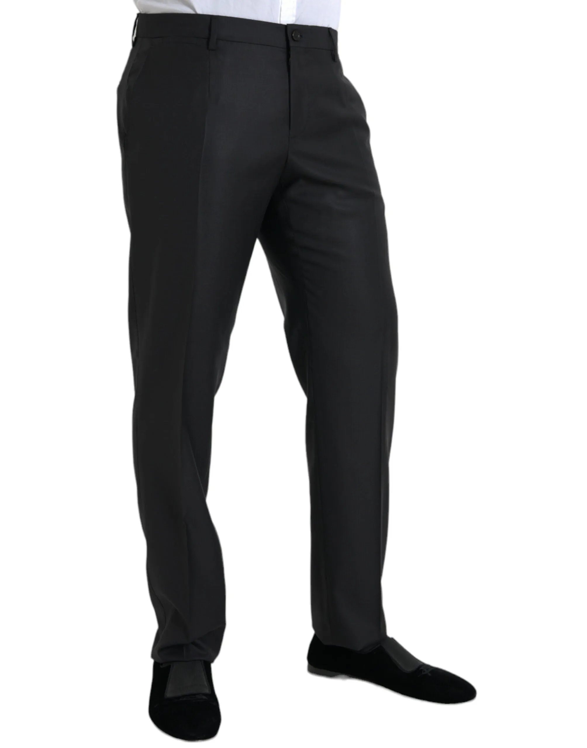 Black Wool Silk Skinny Dress Pants sold by Louxly product image thumbnail 2