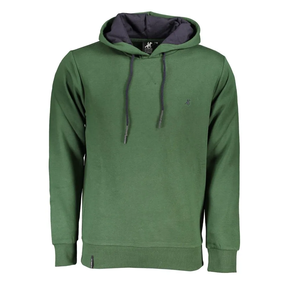 Elegant Green Hooded Sweatshirt with Embroidery sold by Louxly