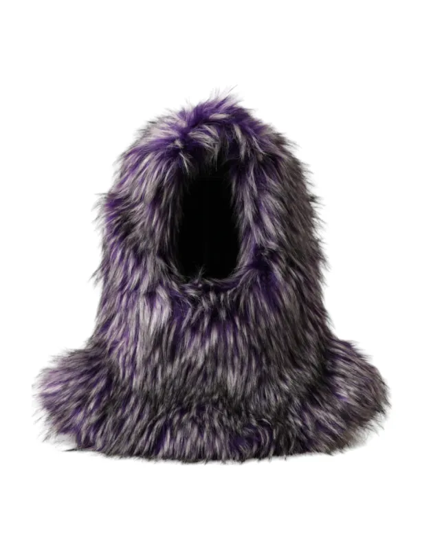 Purple Faux Fur Whole Head Wrap Hat sold by Louxly
