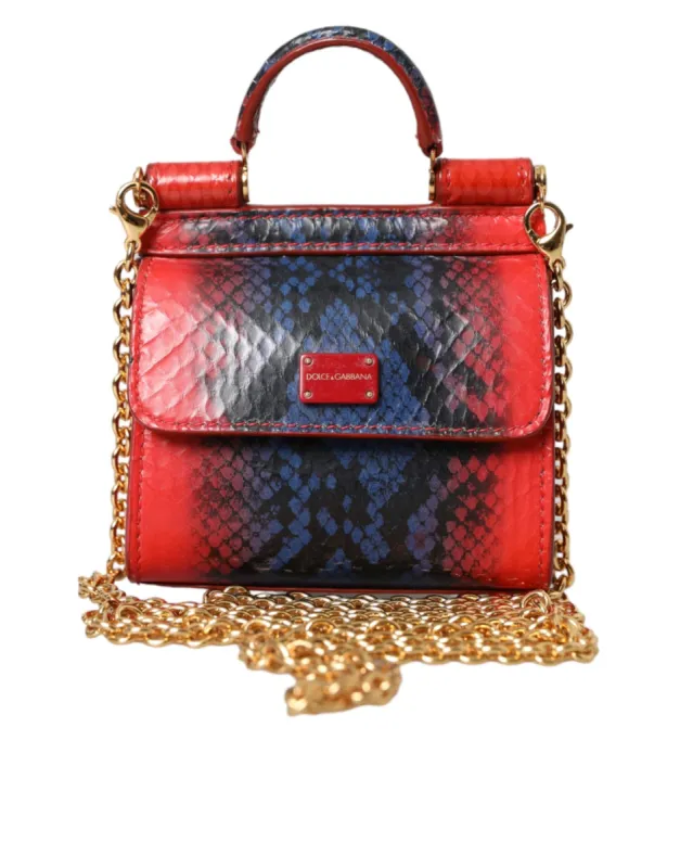Red Blue Exotic Leather SICILY Microbag Crossbody Bag sold by Louxly