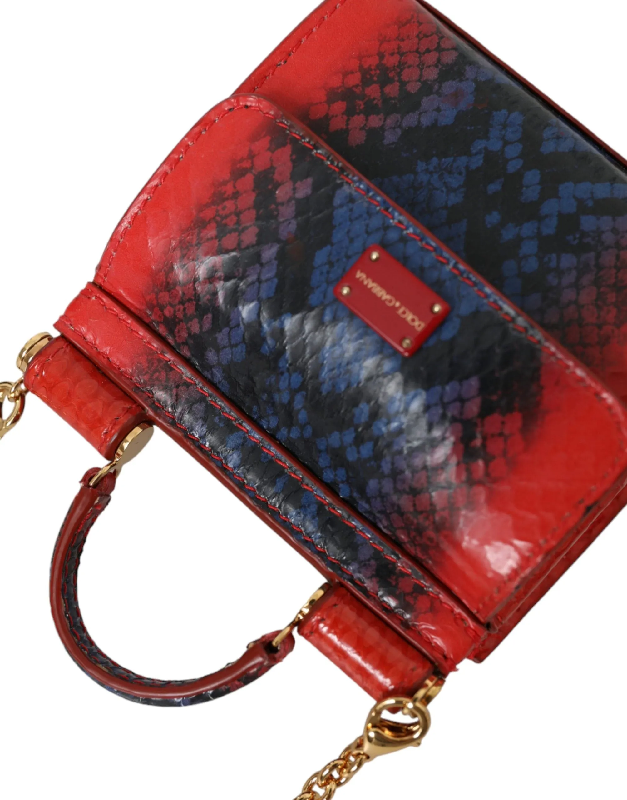 Red Blue Exotic Leather SICILY Microbag Crossbody Bag sold by Louxly product image thumbnail 5