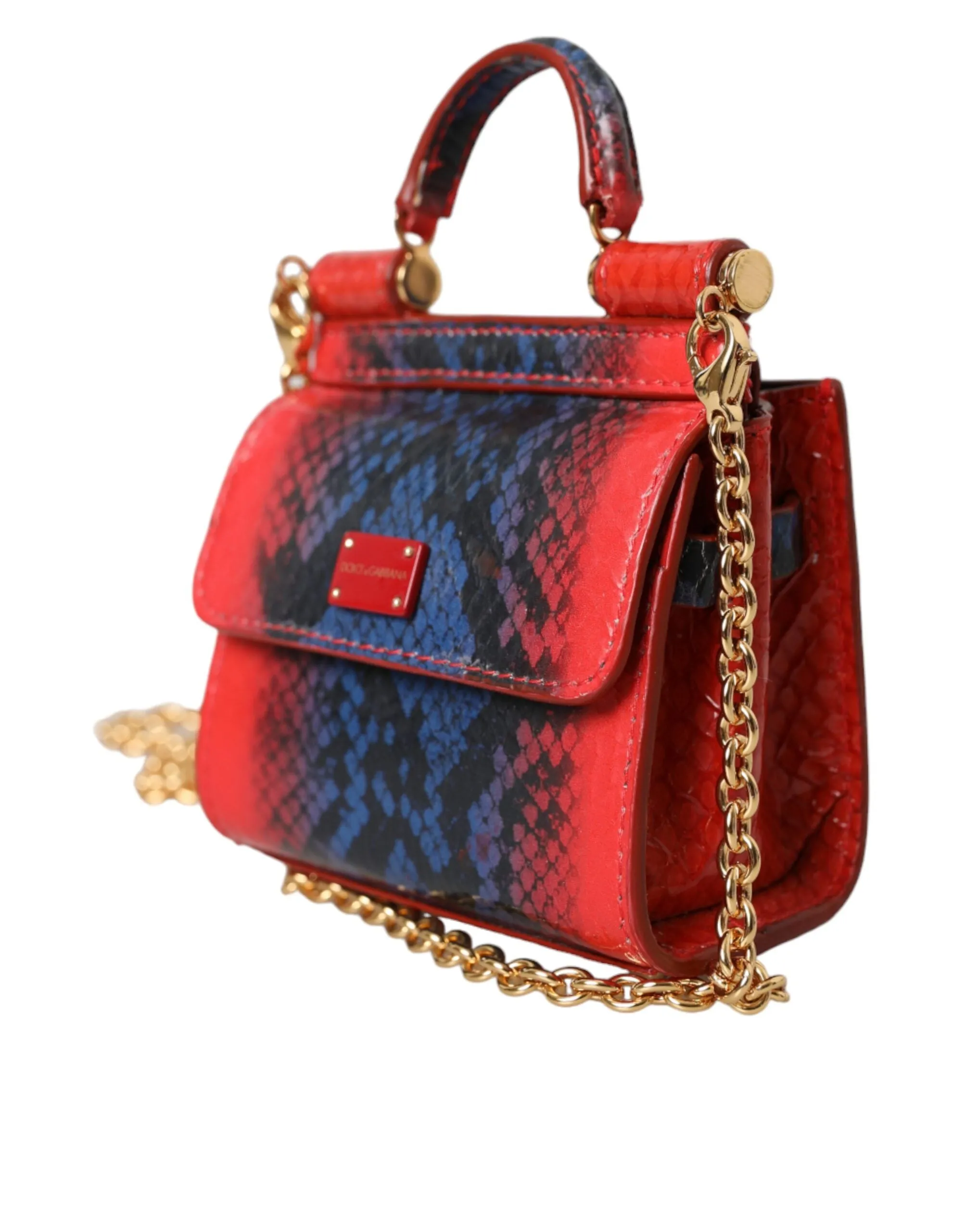 Red Blue Exotic Leather SICILY Microbag Crossbody Bag sold by Louxly product image thumbnail 2