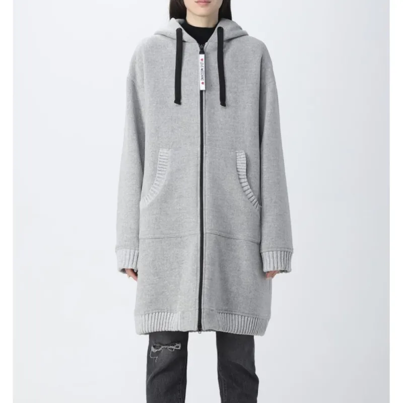 Elegant Grey Wool Hooded Coat sold by Louxly