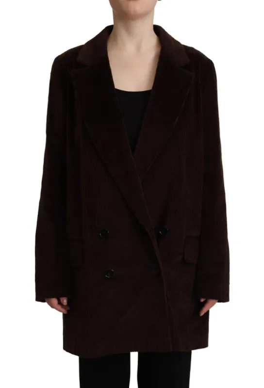 Elegant Burgundy Double-Breasted Trench Coat sold by Louxly