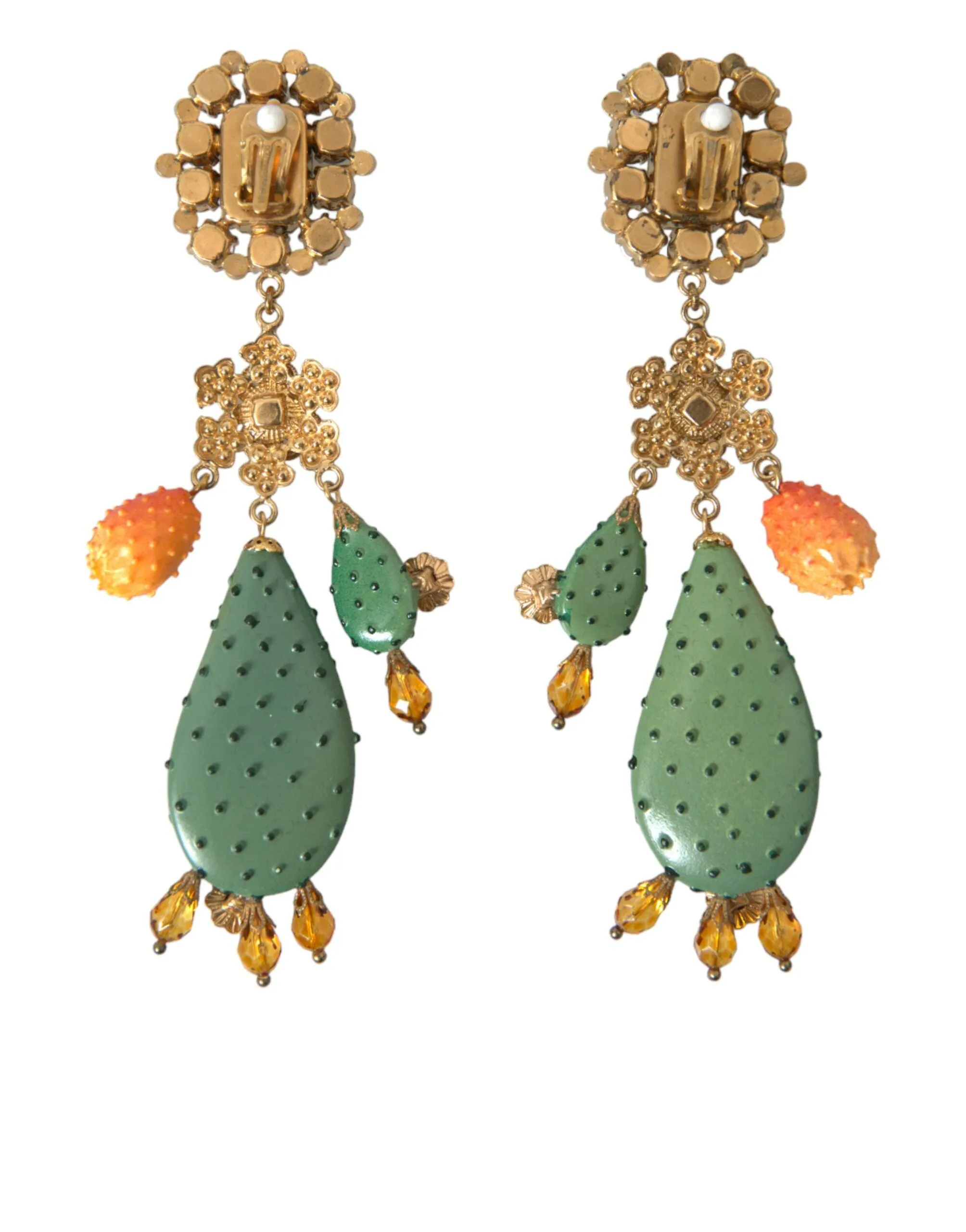 Green Cactus Crystal Clip On Jewelry Dangling Earrings sold by Louxly product image thumbnail 4