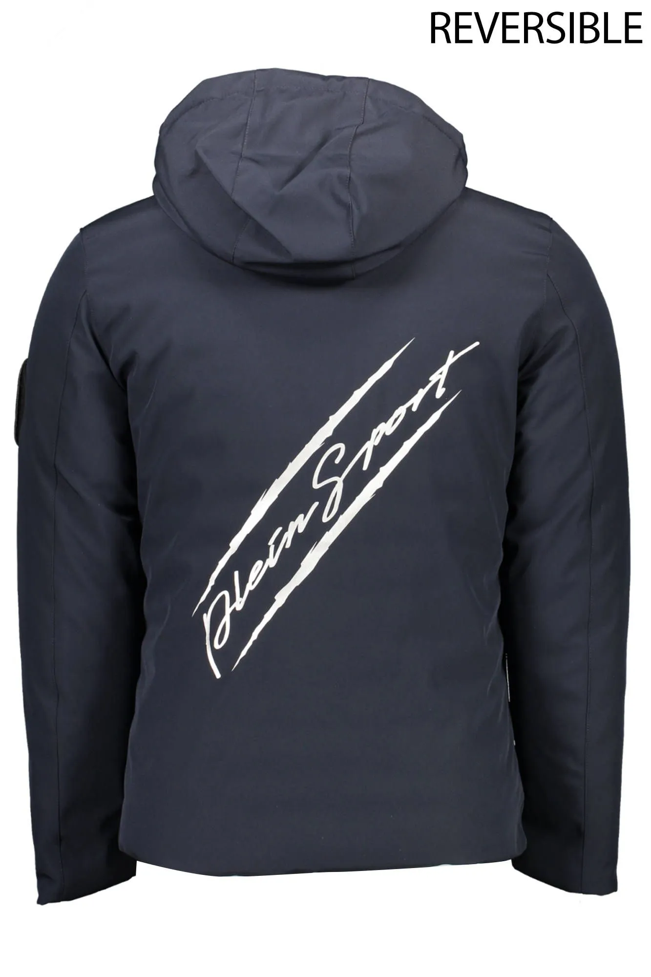 Reversible Hooded Blue Jacket with Logo Detail sold by Louxly product image thumbnail 2