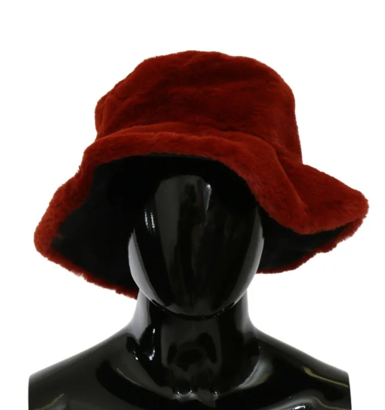 Elegant Red Bucket Cap with Logo Detailing sold by Louxly