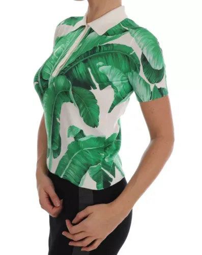Green Banana Print Silk Polo T-shirt sold by Louxly product image thumbnail 5
