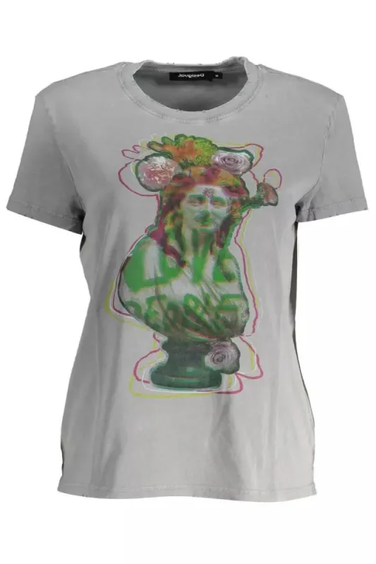 Gray Cotton Women Top made by Desigual