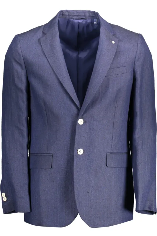 Blue Linen Men Jacket sold by Louxly