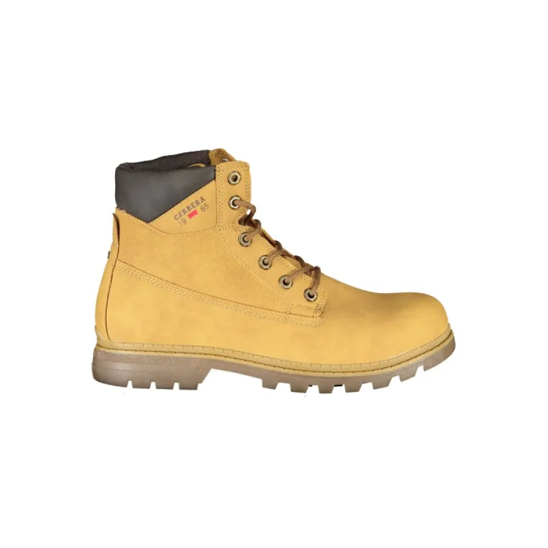 Vibrant Yellow Lace-Up Boots with Logo Detail sold by Louxly