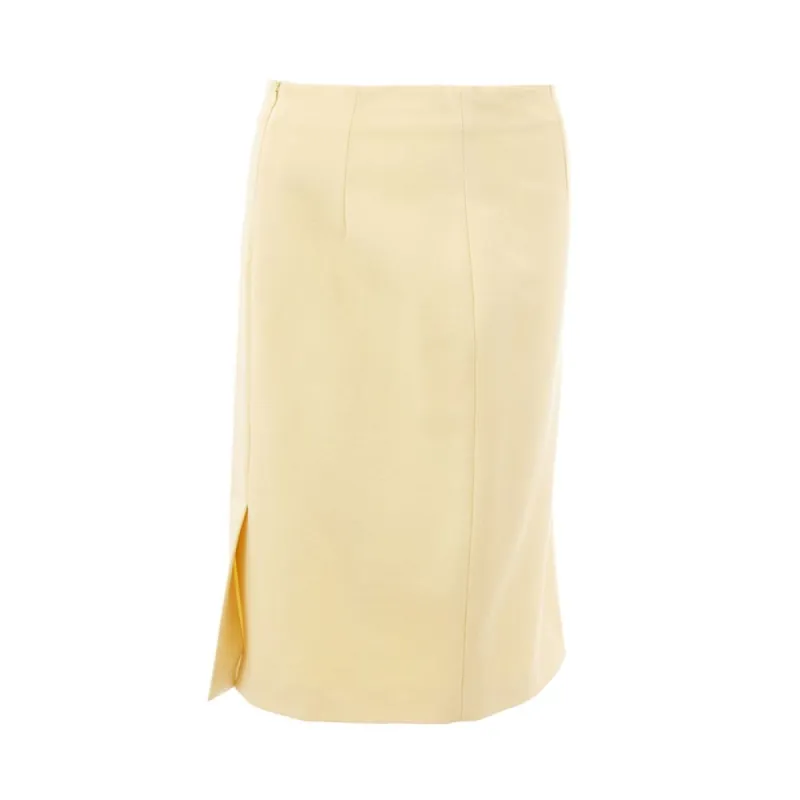 Elegant Yellow Viscose Skirt for Women sold by Louxly