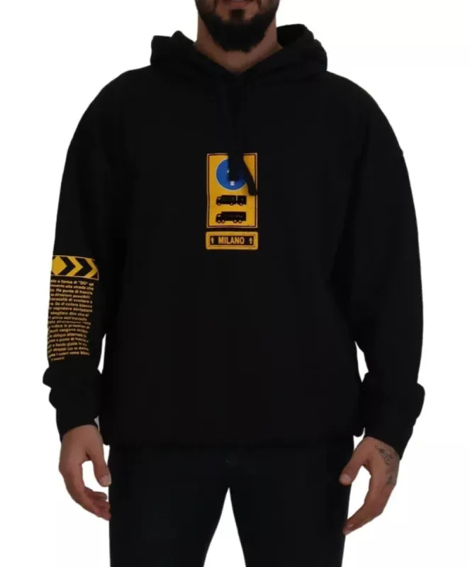 Black Cotton Logo Hooded Sweatshirt Sweater sold by Louxly