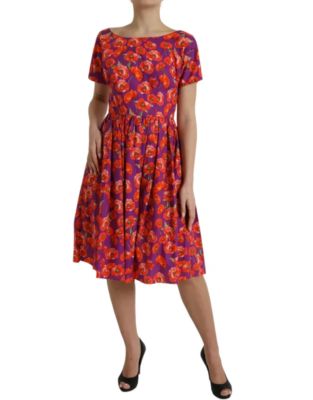 Multicolor Floral Cotton A-line Knee Length Dress sold by Louxly