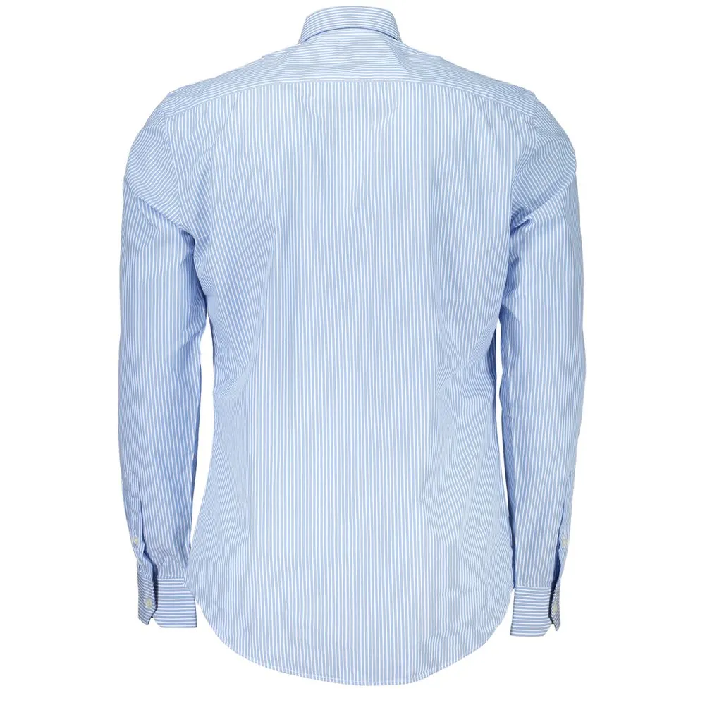 Elegant Light Blue Striped Cotton Shirt sold by Louxly product image thumbnail 2
