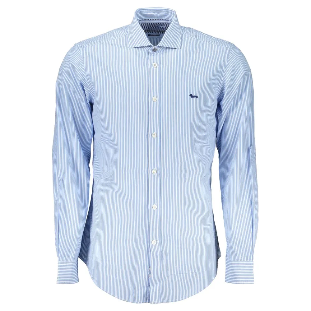 Elegant Light Blue Striped Cotton Shirt sold by Louxly
