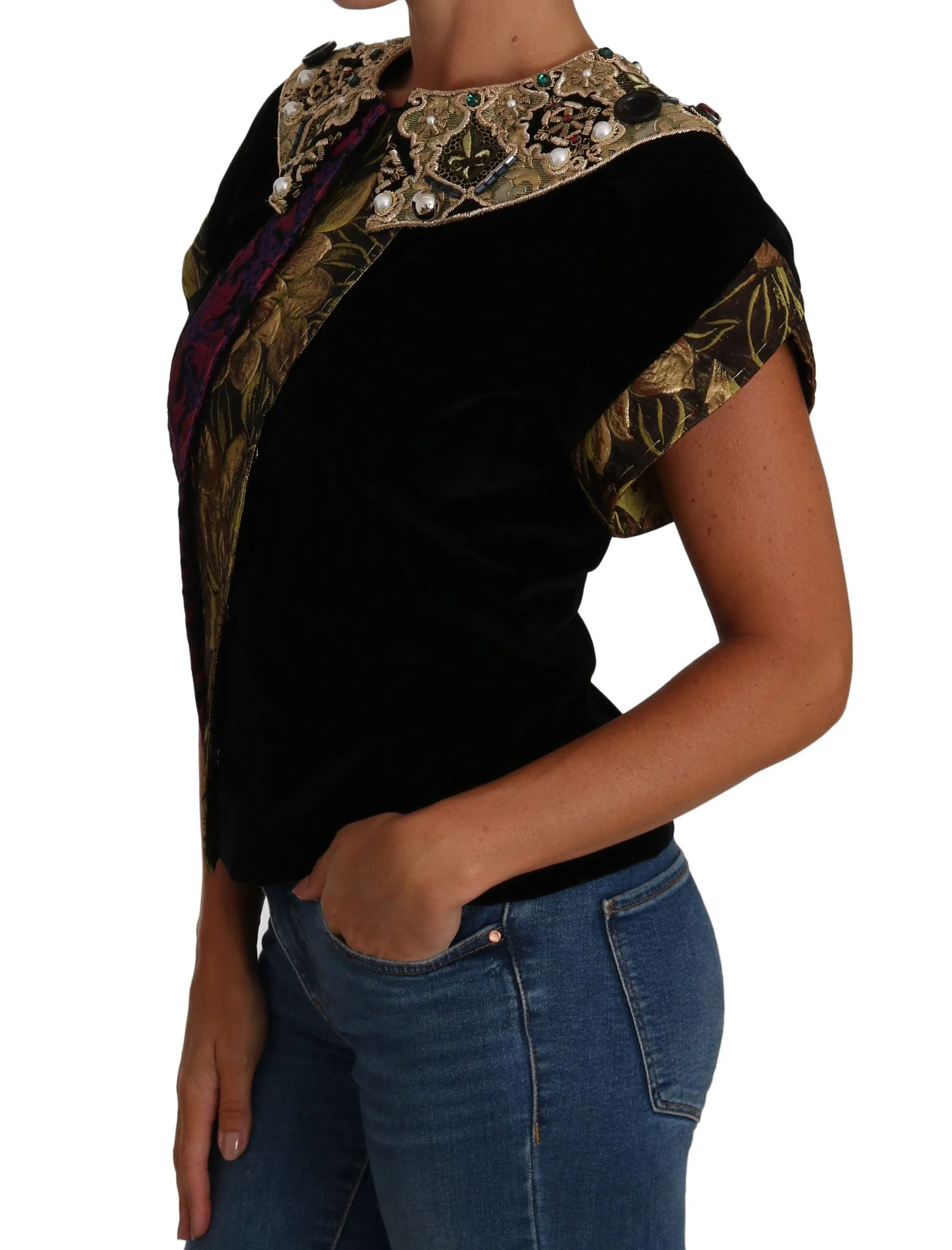 Embellished Velvet Jaquard Short Jacket sold by Louxly product image thumbnail 4