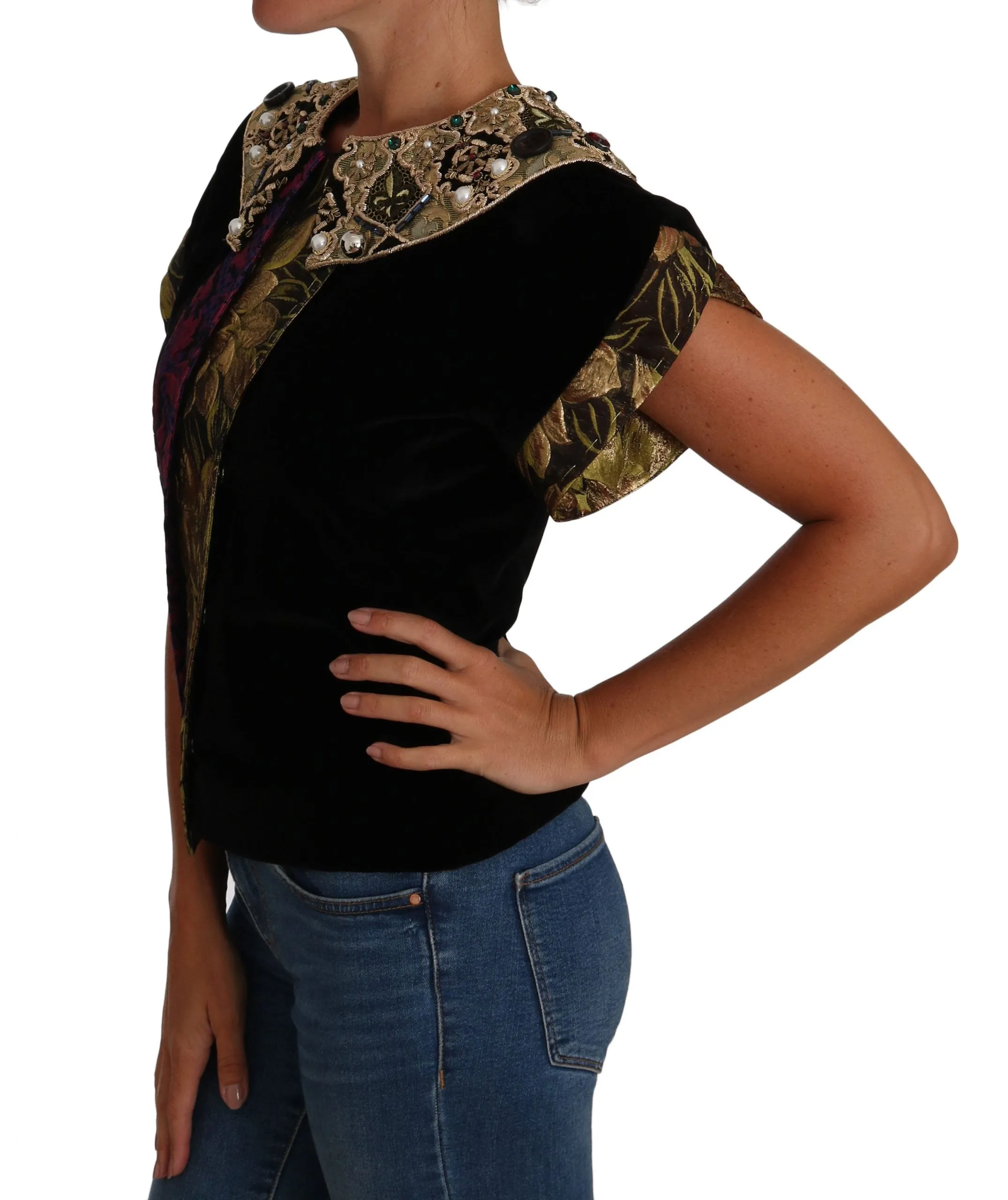Embellished Velvet Jaquard Short Jacket sold by Louxly product image thumbnail 5