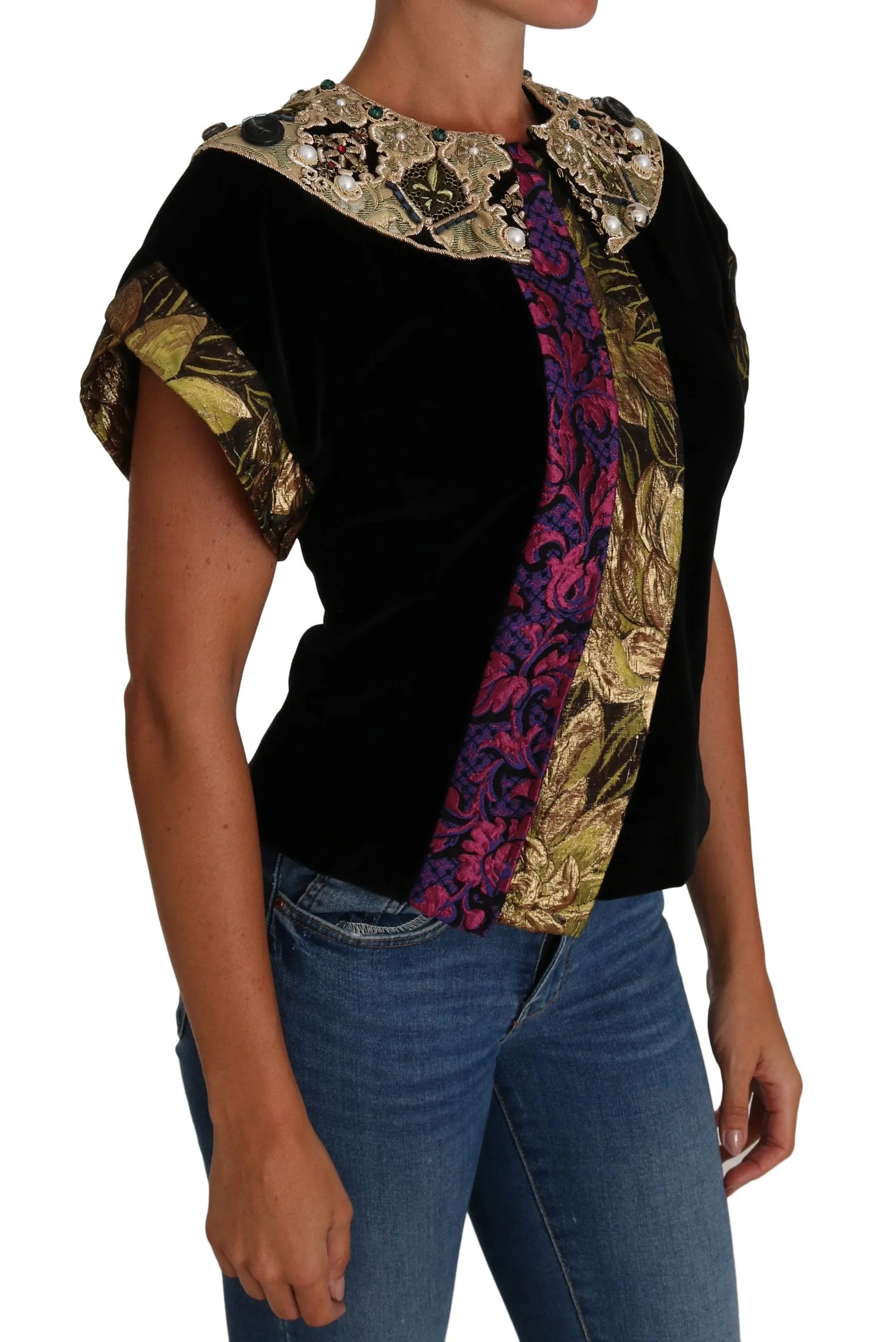 Embellished Velvet Jaquard Short Jacket sold by Louxly product image thumbnail 3